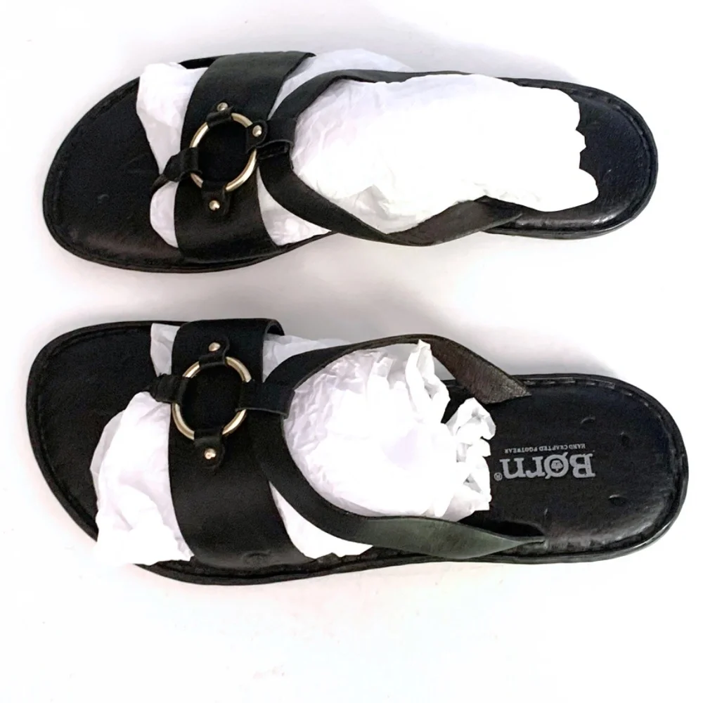Born Black Leather Thong Sandals - Size 7 - Picture 4 of 7